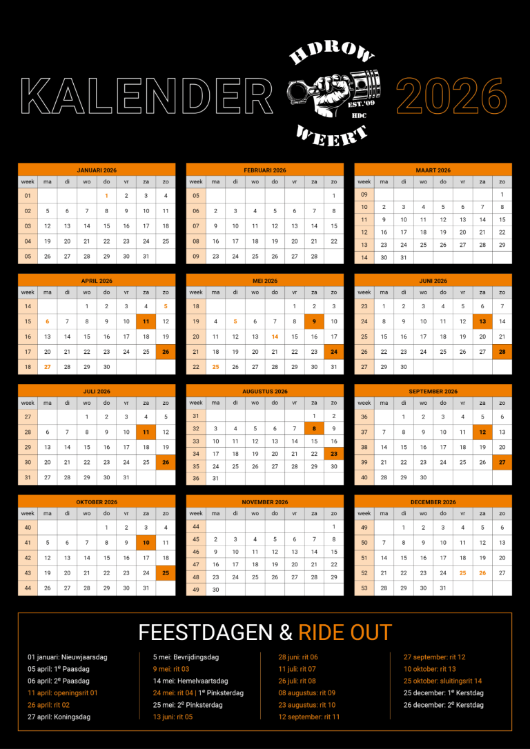 Kalender HDROW 2026